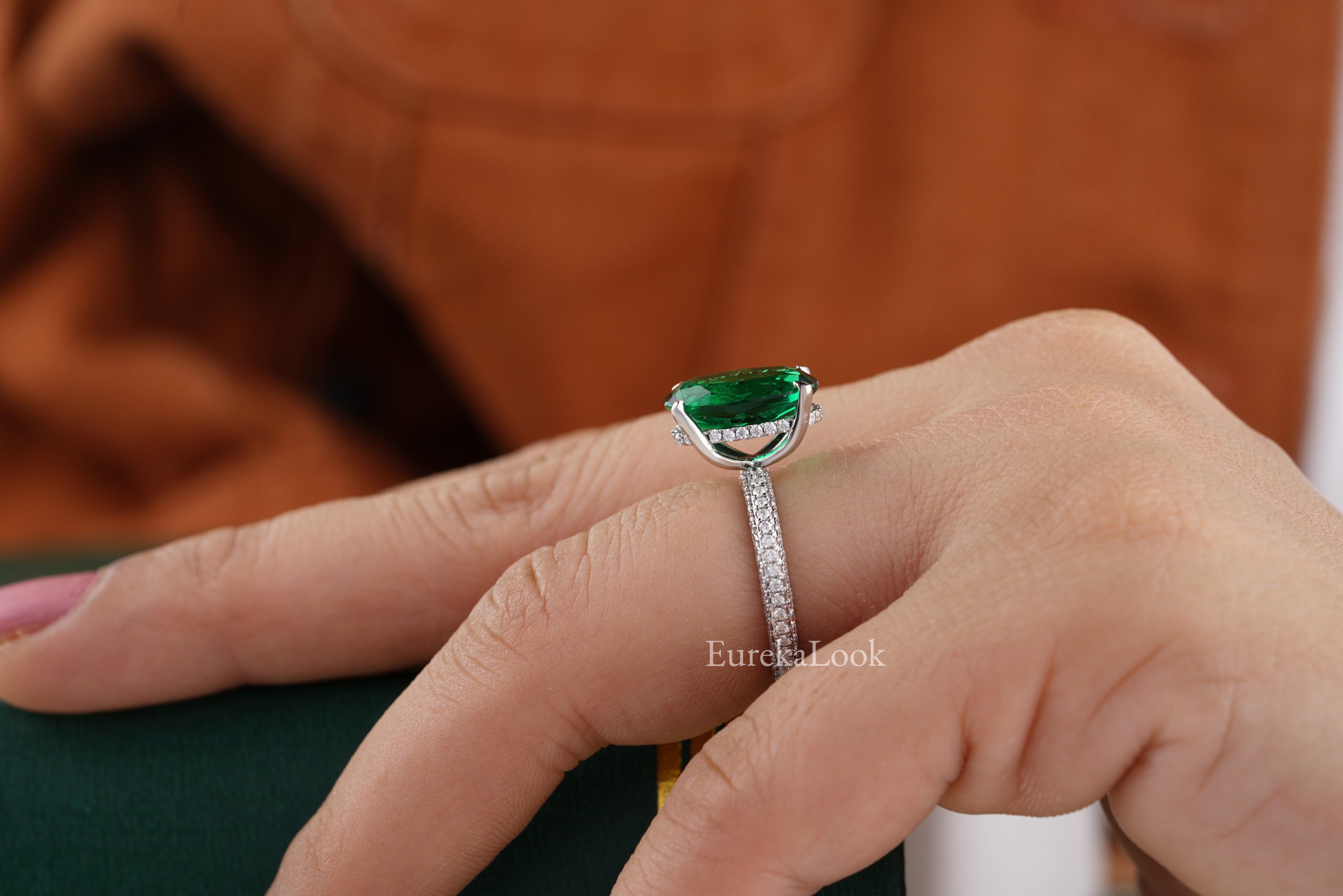Heart Shape Emerald And Diamond Ring / 14k Gold Engagement Ring For Womens  / Promise Ring For Womens And Girls/ christmas gift